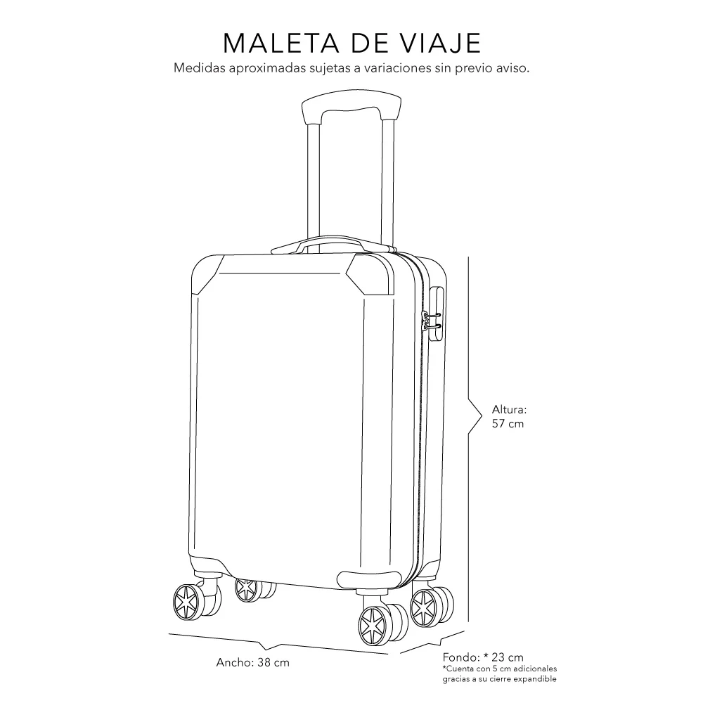 Maleta de Mano Rígida 6021 Expandible 10Kg | Con Ruedas 360° y Forro Impermeable – Ideal para Viaje y Cabina - Image 9